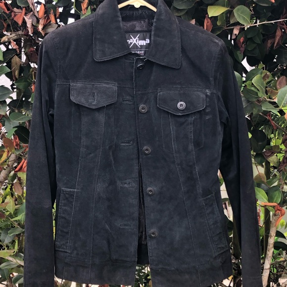 Suede Jacket. Black. Size Small - Picture 2 of 3